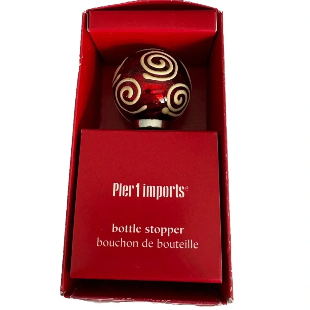 Pier 1 Red and Cream Swirl Bottle Stopper